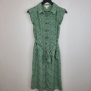 Monteau Floral Button Front Pleated Sleeve Dress